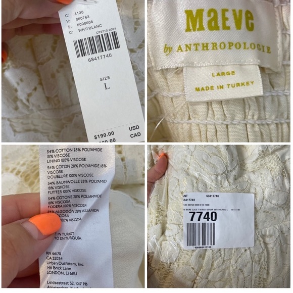 ANTHROPOLOGIE Maeve Strapless Cream Lace and Crochet Tiered Mini Dress - Picture 11 of 12